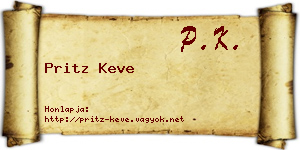 Pritz Keve névjegykártya